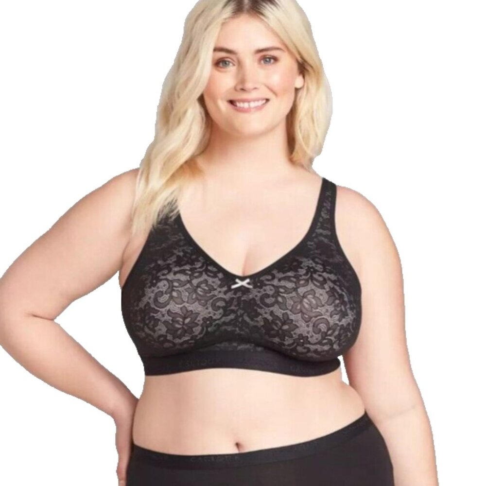 Cacique Lane Bryant Womens Bra Cotton Unlined No Wire Size 42C Black Lace